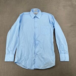 Berlioni Italy Mens Light Blue Long Sleeve Button Down Dress Shirt Small 14-14.5